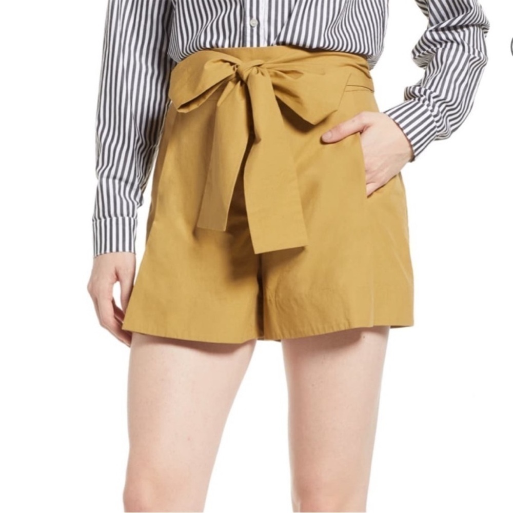 J Crew White Cotton High Waisted Tie Waist Shorts Size 14 - Picture 4 of 10